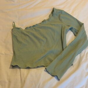 Superdown Ribbed One-Shoulder Crop Top - Light Green